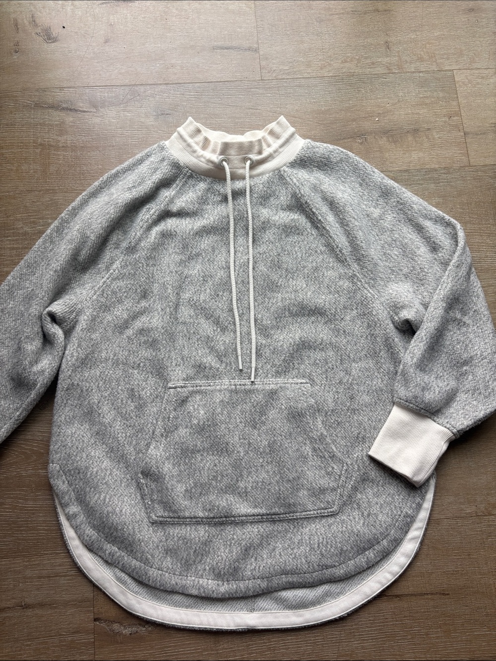 Lou & Grey Gray Pullover with Cream Collar & Cuffs